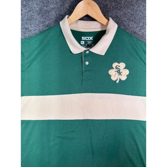 Chicago White Sox Polo Rugby Shirt Men's XL Green St Patrick's Day Miller Lite - Picture 7 of 11